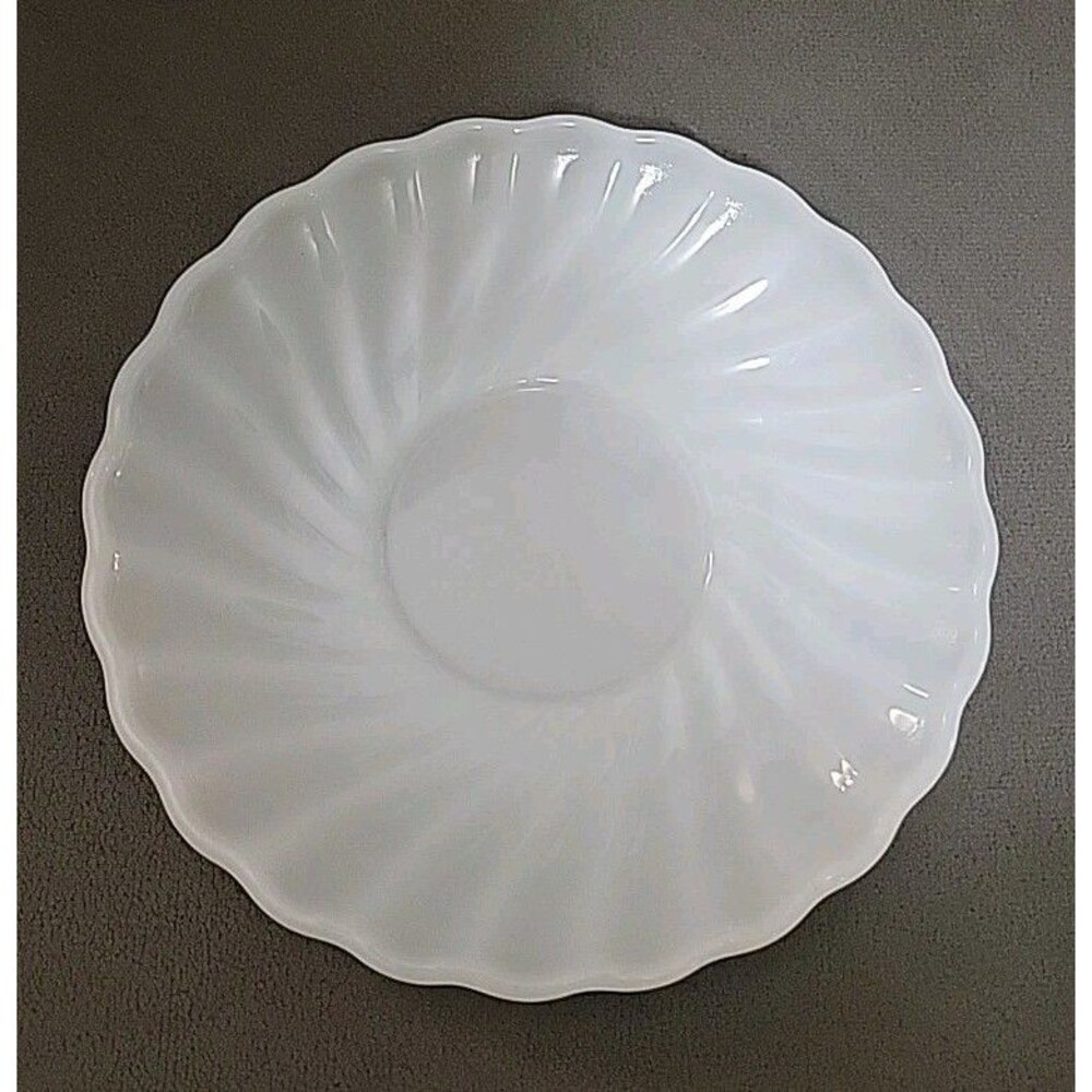 Fire King Milk Glass Saucer - Swirl Pattern - Anchor Hocking - 6" diameter